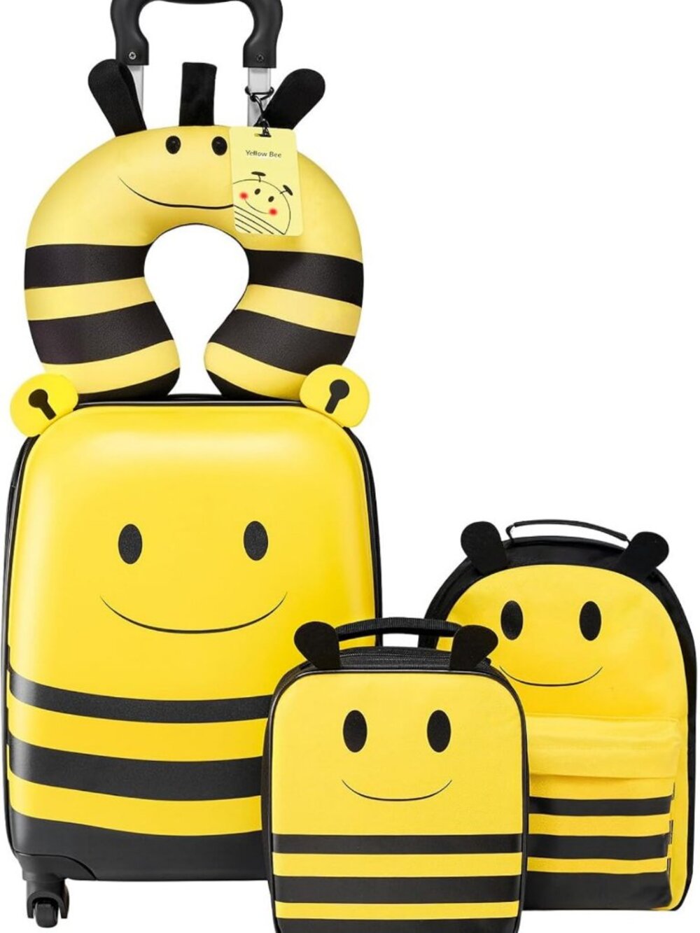 5-Piece Kids Luggage Set, 18" Hardside Suitcase, Backpack & Pillow, Travel Gift